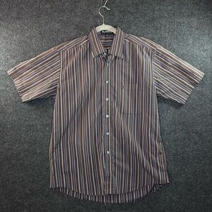 Y2K / Vintage PLAYBOY Men's Brown Striped Button Down Shirt